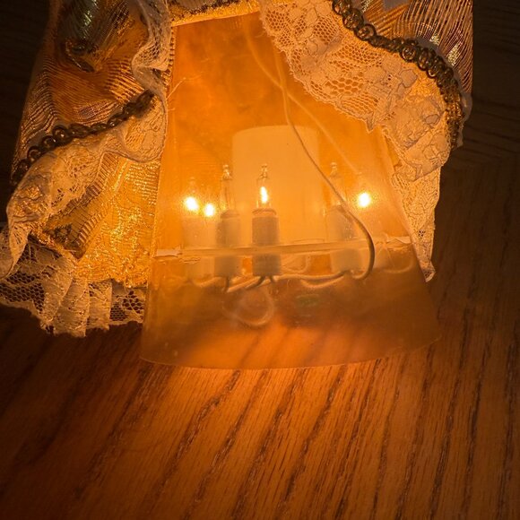 Light Up Vintage Porcelain Face Angel Christmas Tree Topper Gold Brocade Gown - Picture 3 of 16